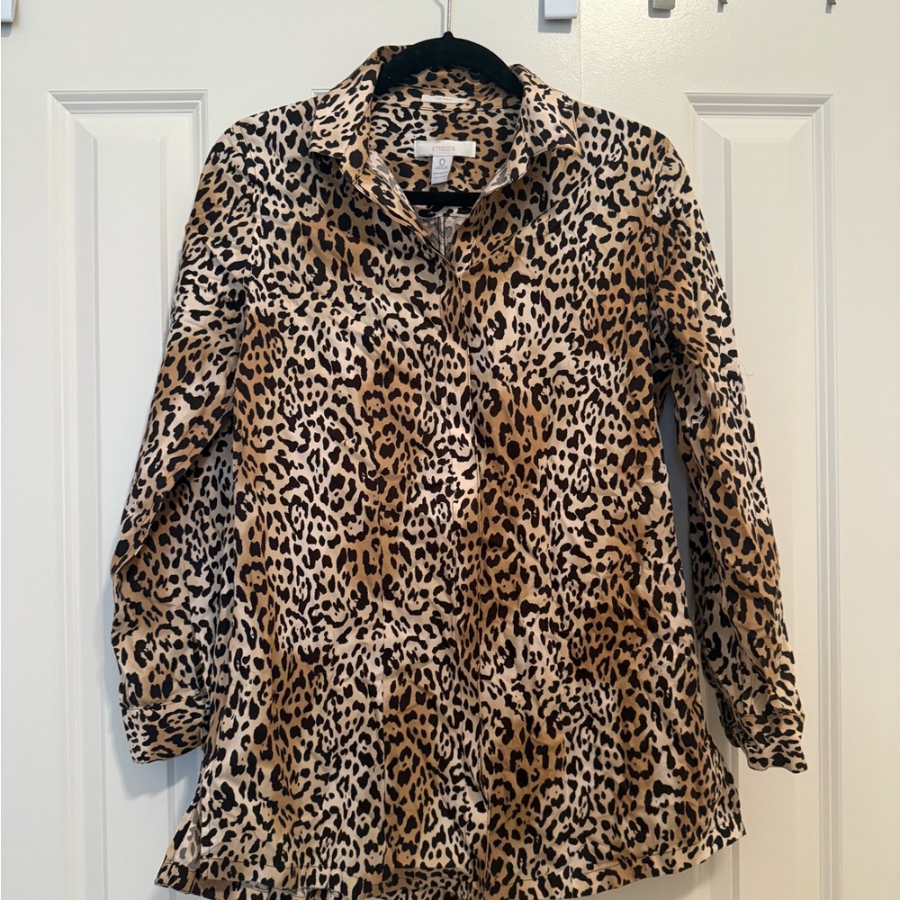 Chico's Leopard Print Button Down Shirt